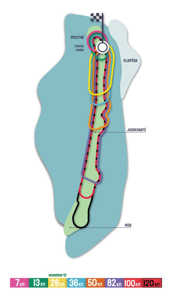 Pėsčiomis pajūriu 2026 TrenkTuras žemėlapis Coastline trek